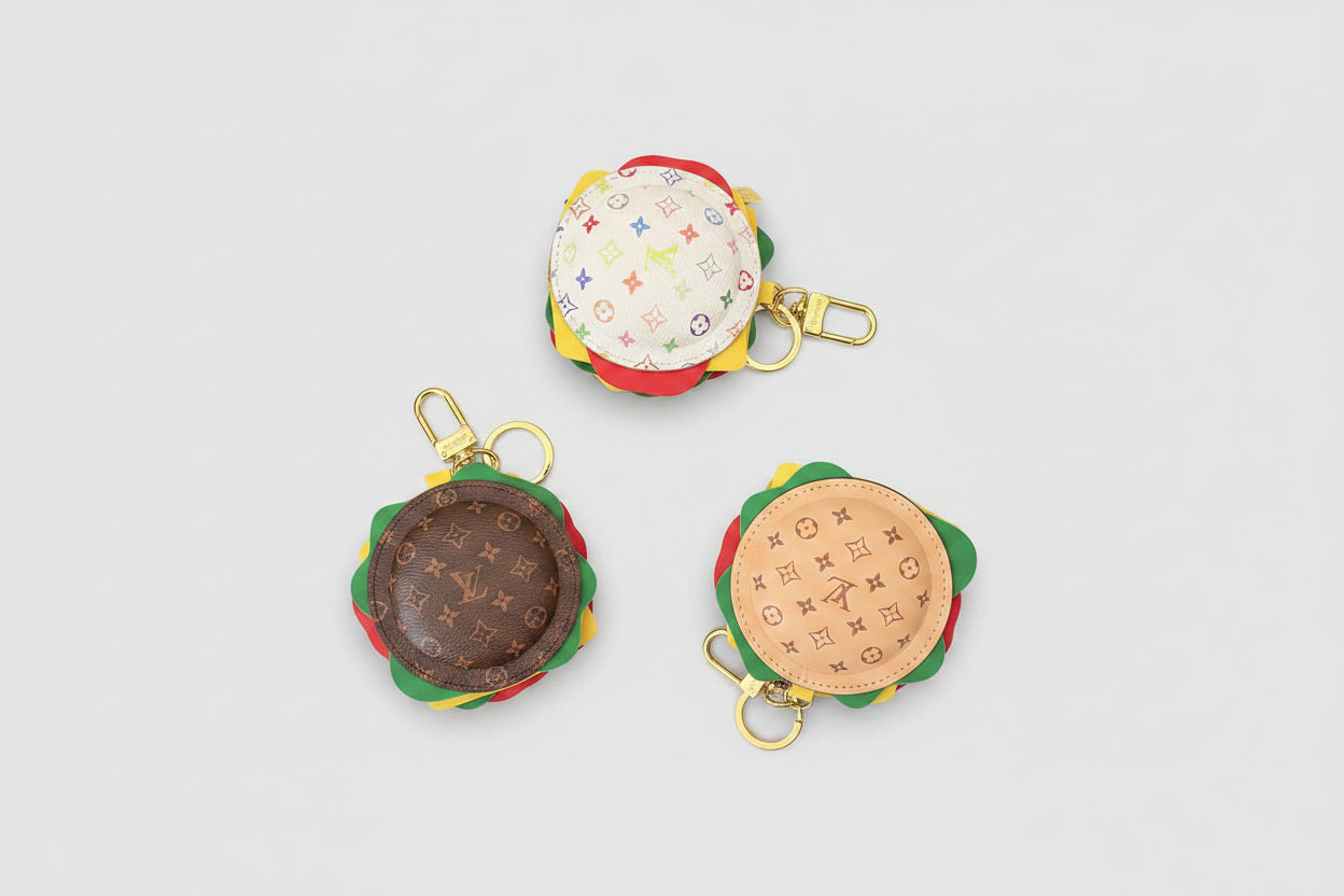 Delicious Designer Inspired Hamburger Purse Charm Keychain