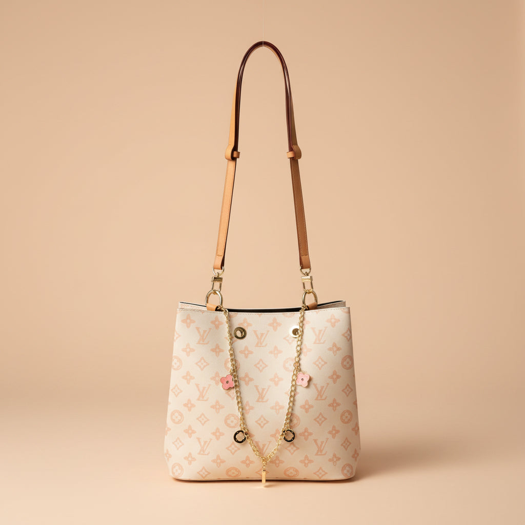 Designer-Inspired Bucket Bag with Bag Charm
