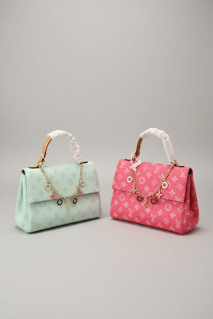 Colorful Handbag with Bag Charm | Designer-Inspired