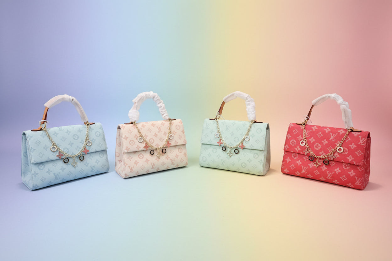 Colorful Handbag with Bag Charm | Designer-Inspired