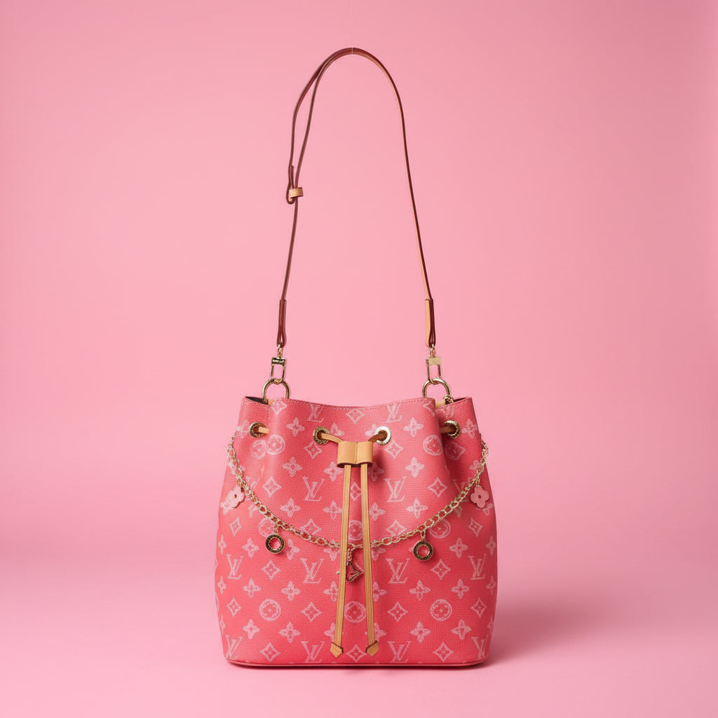 Designer-Inspired Bucket Bag with Bag Charm