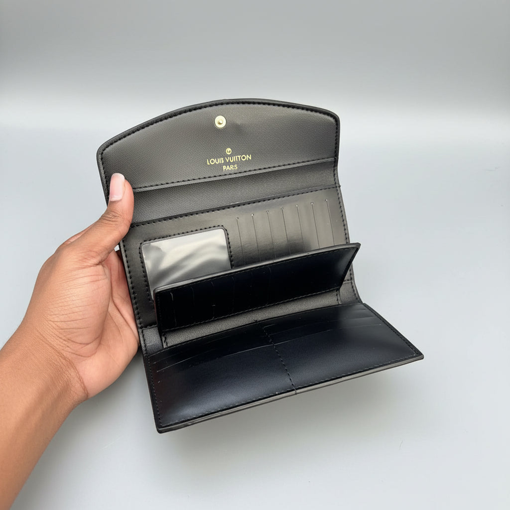 Designer-Inspired Button Wallet – Luxury Turn-Lock Closure Women’s Wallet