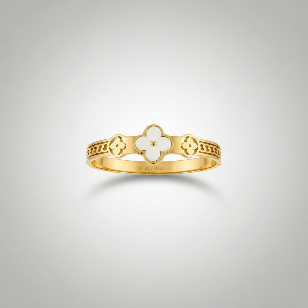 Gold Designer Inspired Bangle - Luxury Stackable Bracelet