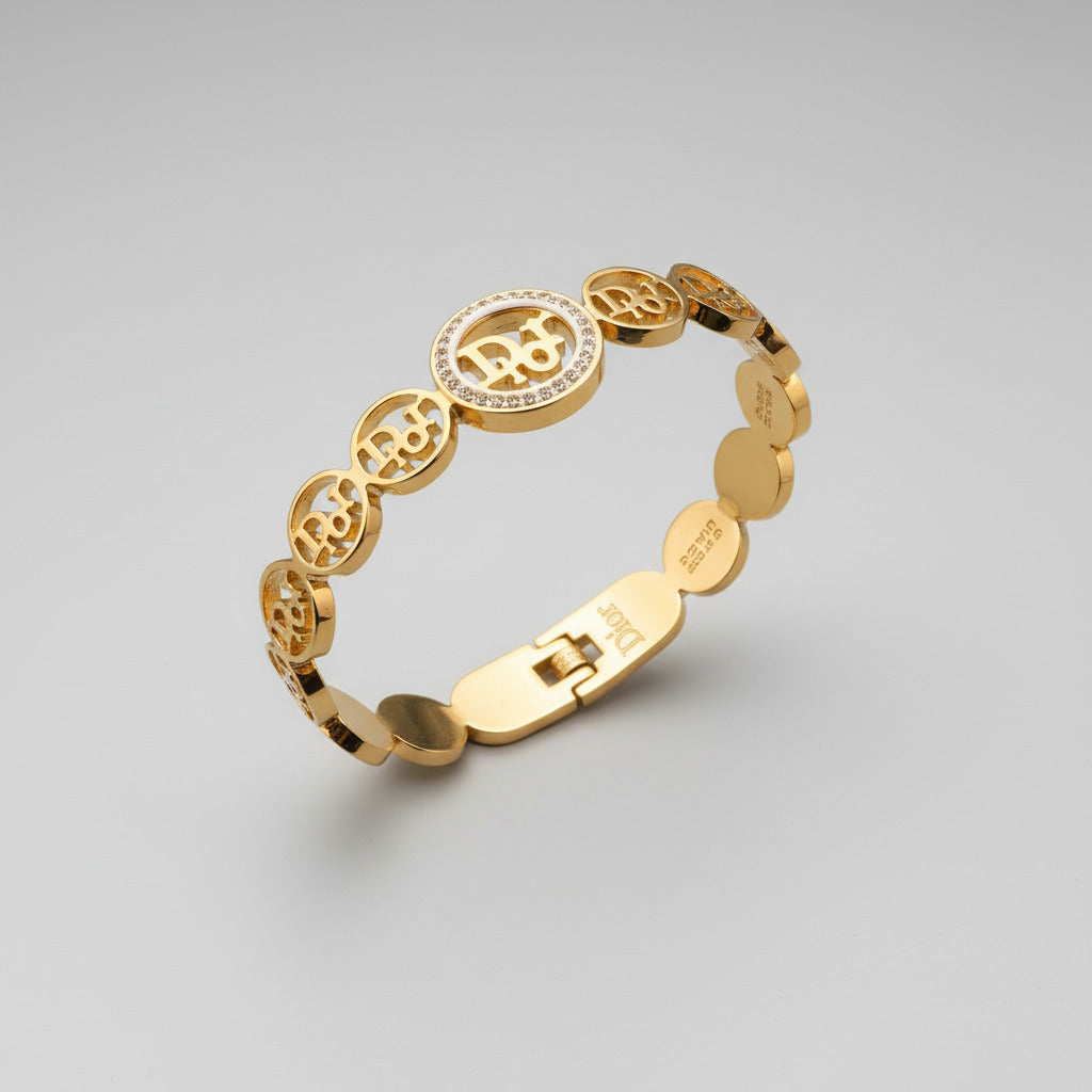 Gold Designer Inspired Bangle - Luxury Stackable Bracelet CD