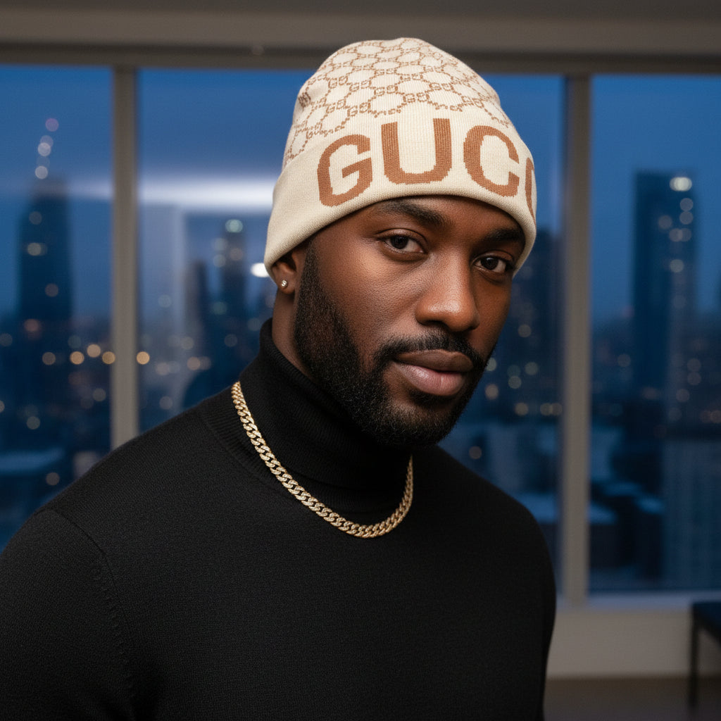 GG Designer Inspired Beanie Winter Hat - Luxury Warmth