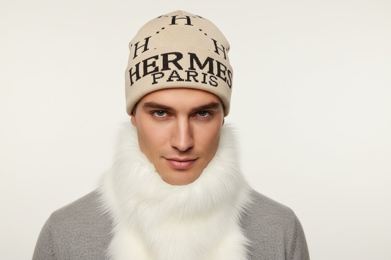 Designer Inspired Beanie Winter Hat - Luxury Warmth