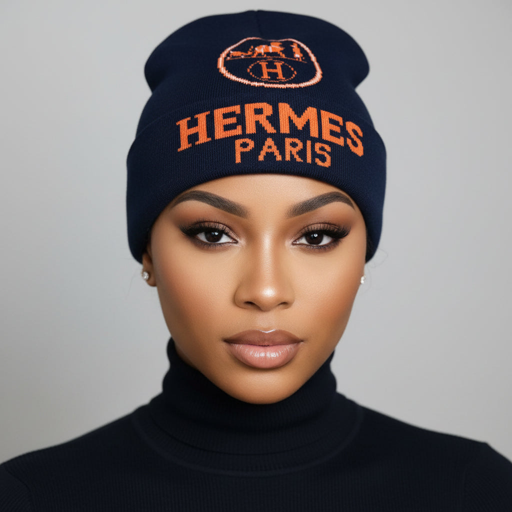 Designer Inspired Beanie Winter Hat - Luxury Warmth