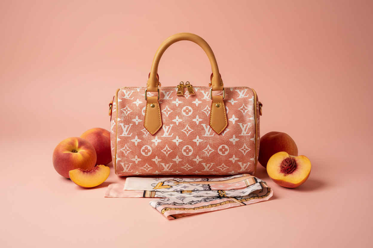 Peach Designer Inspired Speedy - Iconic Structured Handbag