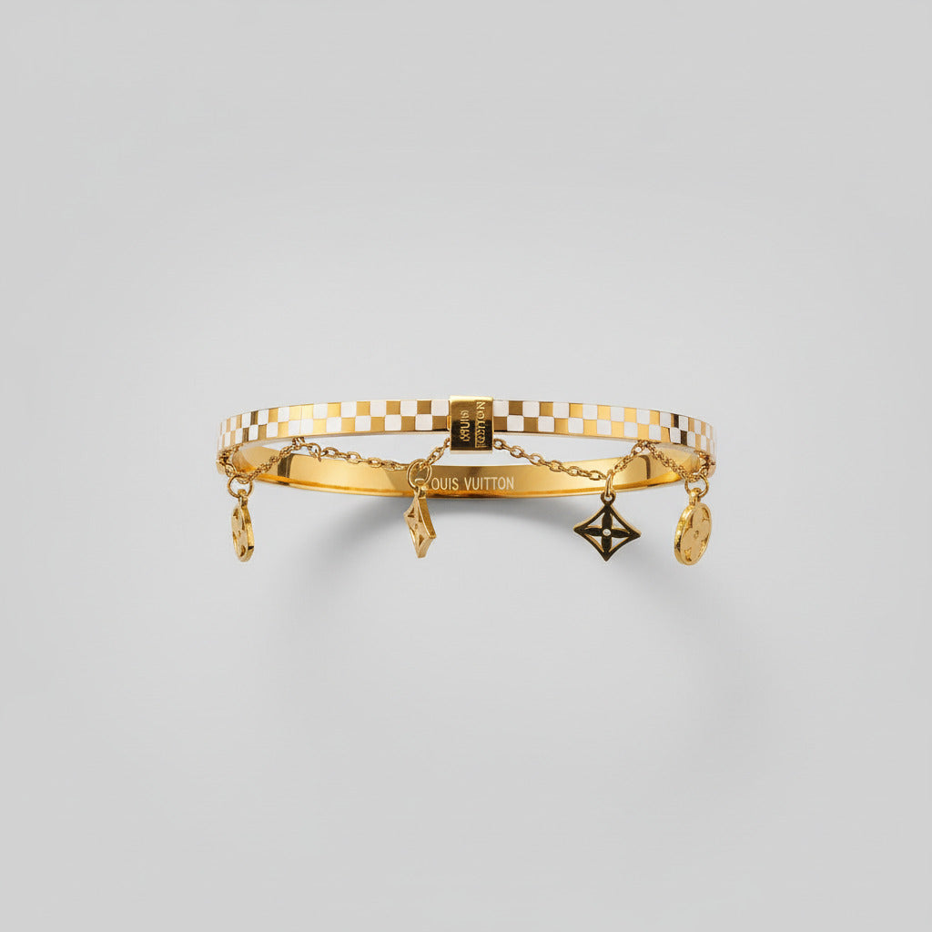 Gold Designer Inspired Bangle - Luxury Stackable Bracelet
