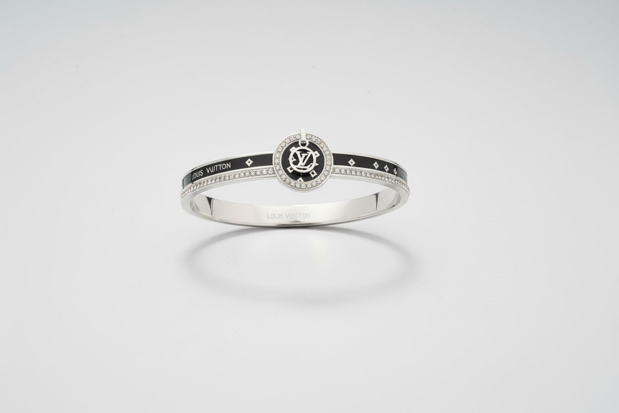Silver Designer Inspired Bangle - Luxury Stackable Bracelet
