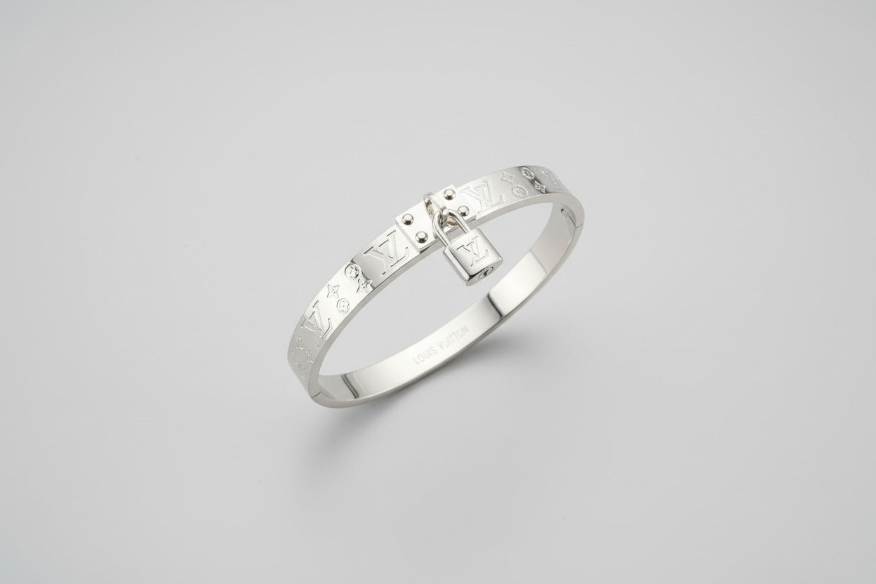 Silver Designer Inspired Bangle - Luxury Stackable Bracelet