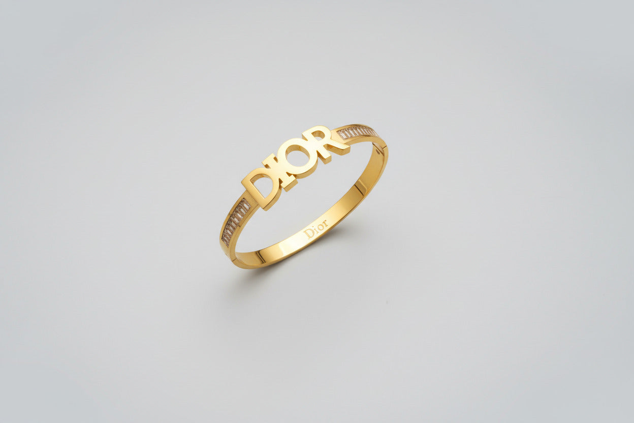 Gold Designer Inspired Bangle - Luxury Stackable Bracelet CD
