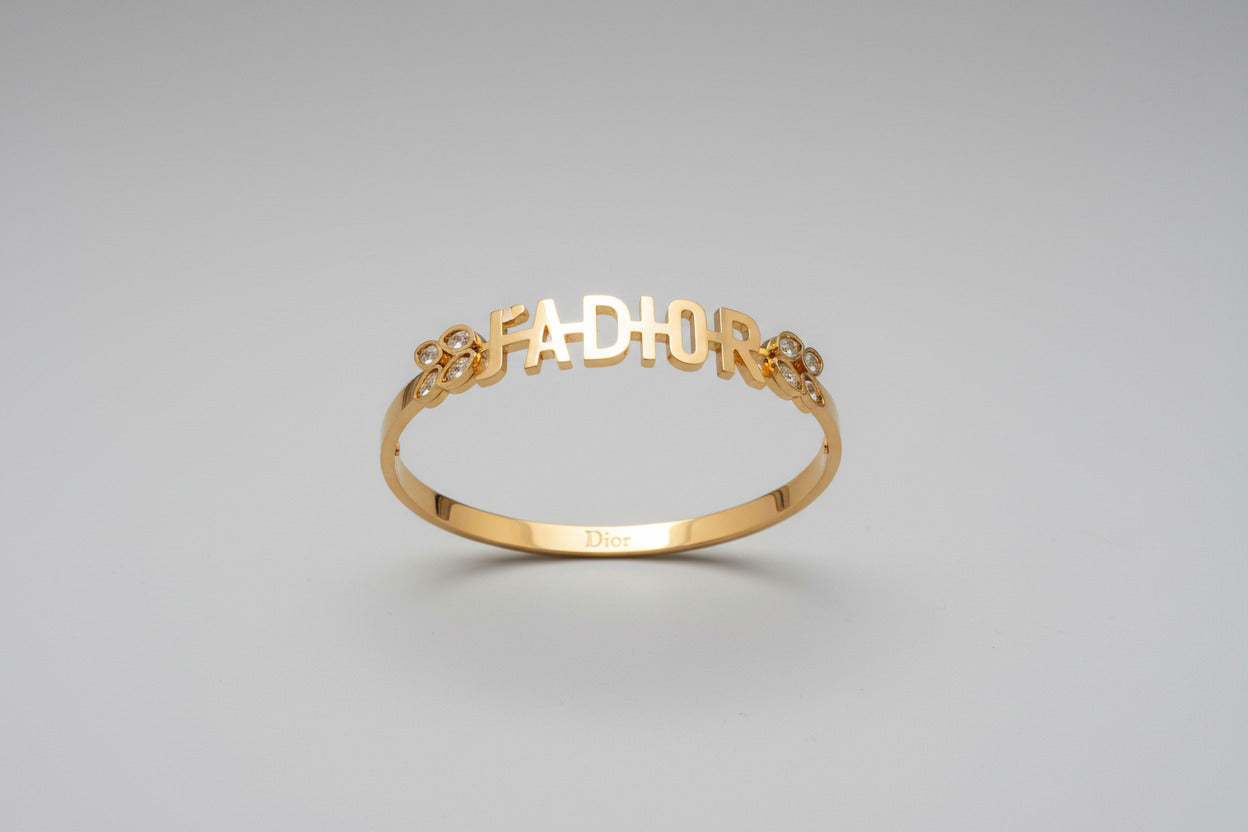 Gold Designer Inspired Bangle - Luxury Stackable Bracelet CD