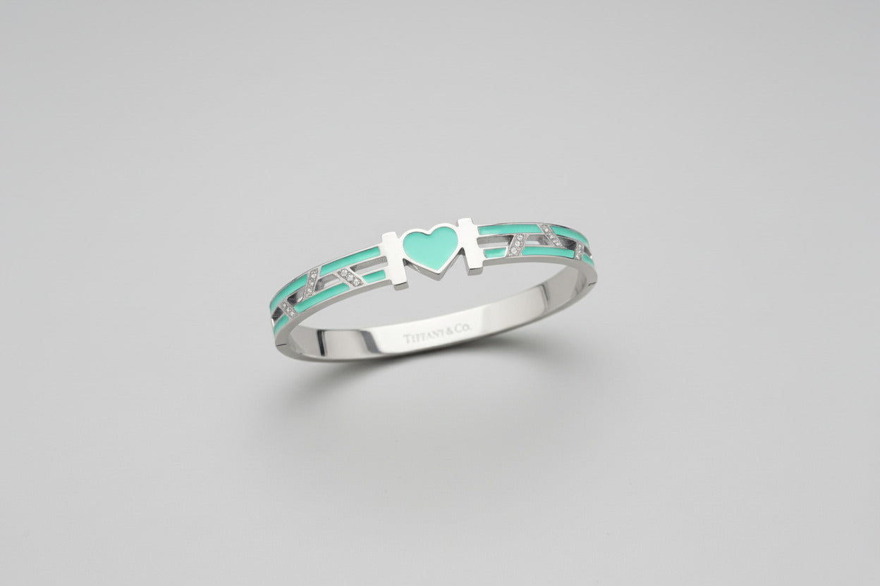Designer Inspired Tiff Bangle - Luxury Stackable Bracelet Silver