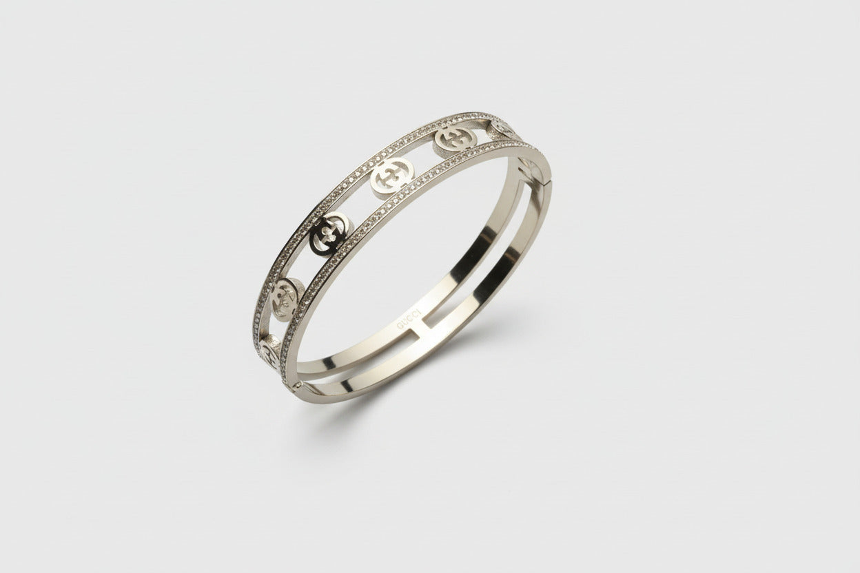 GG Designer Inspired Bangle - Luxury Stackable Bracelet Gold