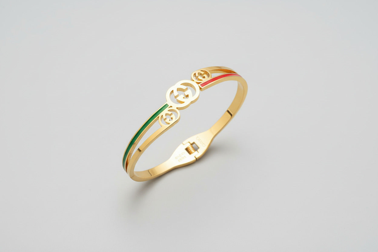 GG Designer Inspired Bangle - Luxury Stackable Bracelet Gold