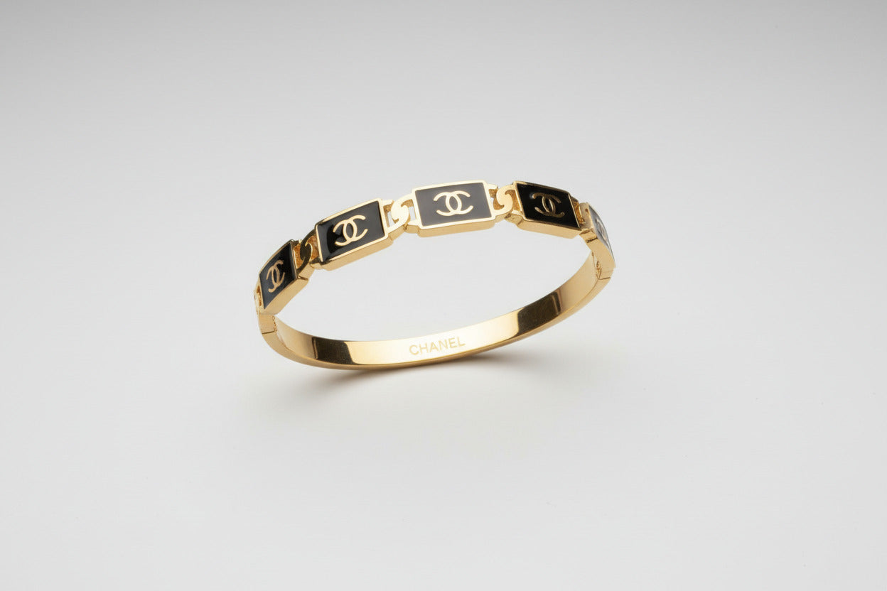 CC Designer Inspired Bangle - Luxury Stackable Bracelet Gold