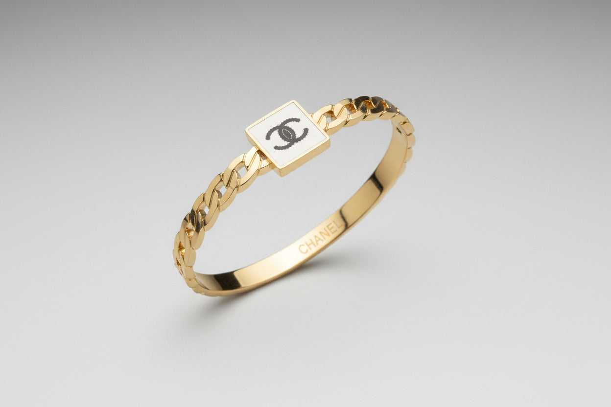 CC Designer Inspired Bangle - Luxury Stackable Bracelet Gold