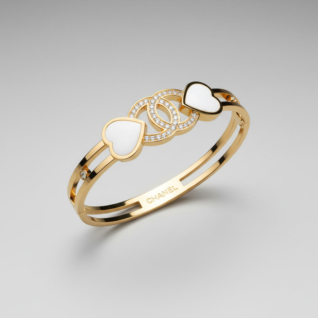 CC Designer Inspired Bangle - Luxury Stackable Bracelet Gold