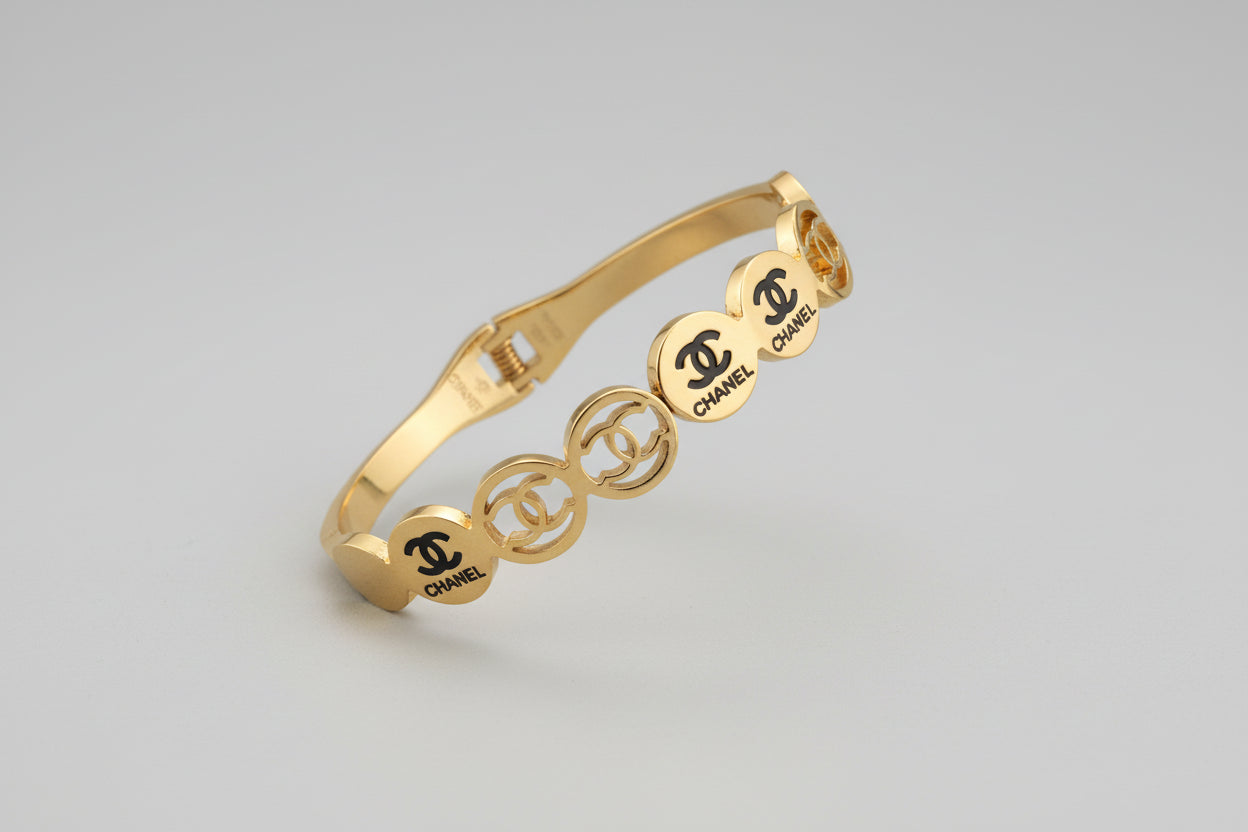 CC Designer Inspired Bangle - Luxury Stackable Bracelet Gold