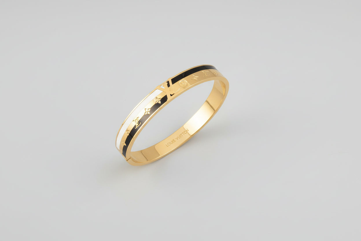 Gold Designer Inspired Bangle - Luxury Stackable Bracelet