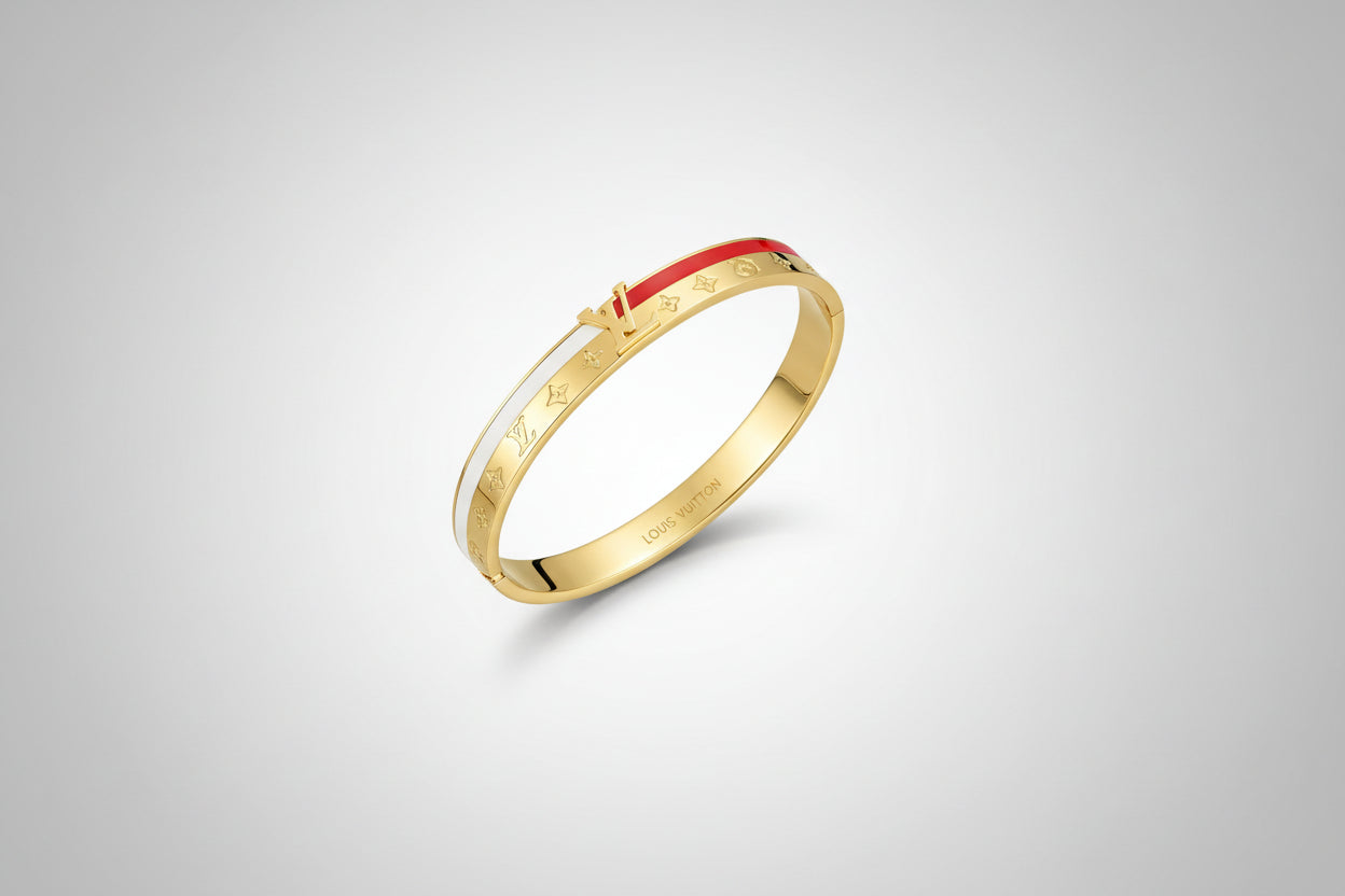 Gold Designer Inspired Bangle - Luxury Stackable Bracelet