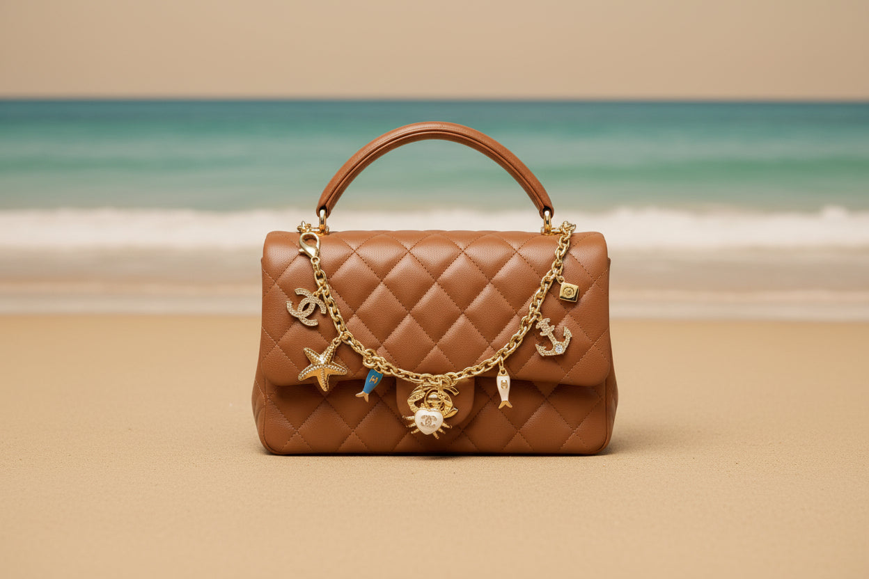 Beach Chain Bag Charm - Coastal Luxury Keychain Accessory