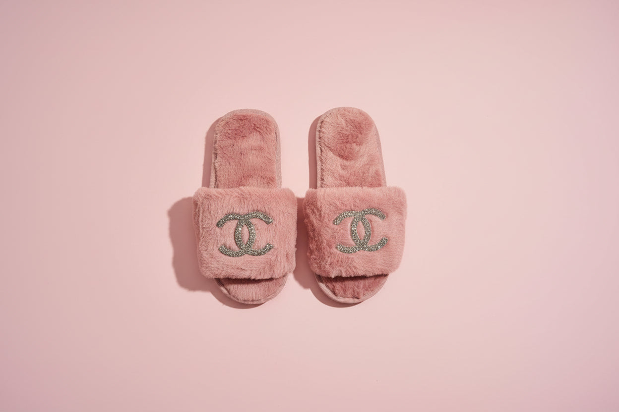 Memory Foam House Slippers - Rose Pink Designer Luxury Slippers Size 42-43