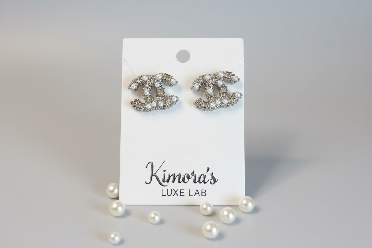 Stud Pearl Diamond Earrings