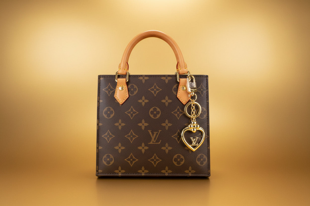 High Quality Gold Diamond Heart Keychain Purse Charm