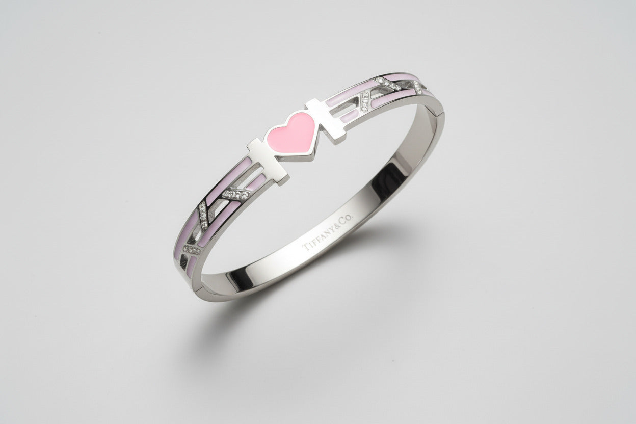 Designer Inspired Tiff Bangle - Luxury Stackable Bracelet Silver