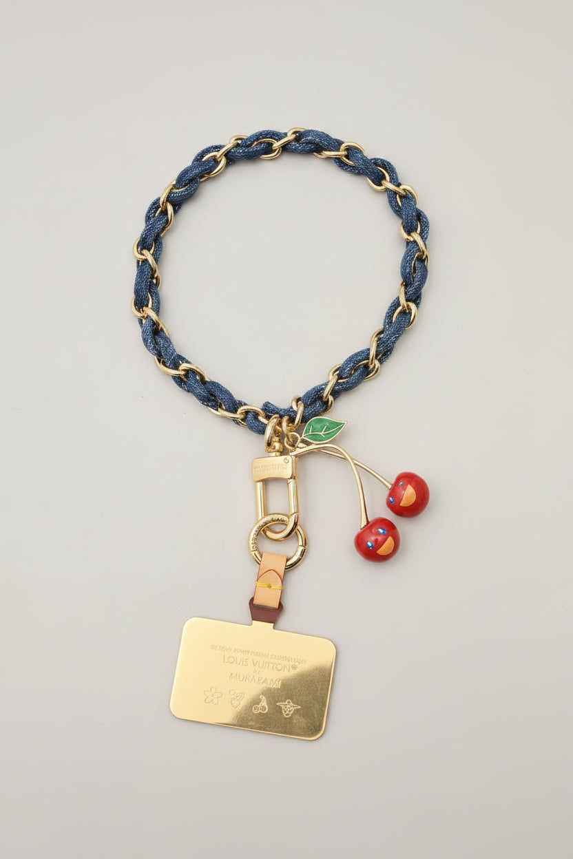Cherry Denim Bag Charm – Premium Y2K-Inspired Handbag Accessory